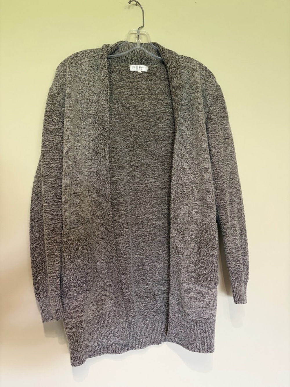 Heather Gray Open-Front Knit Cardigan Sweater
